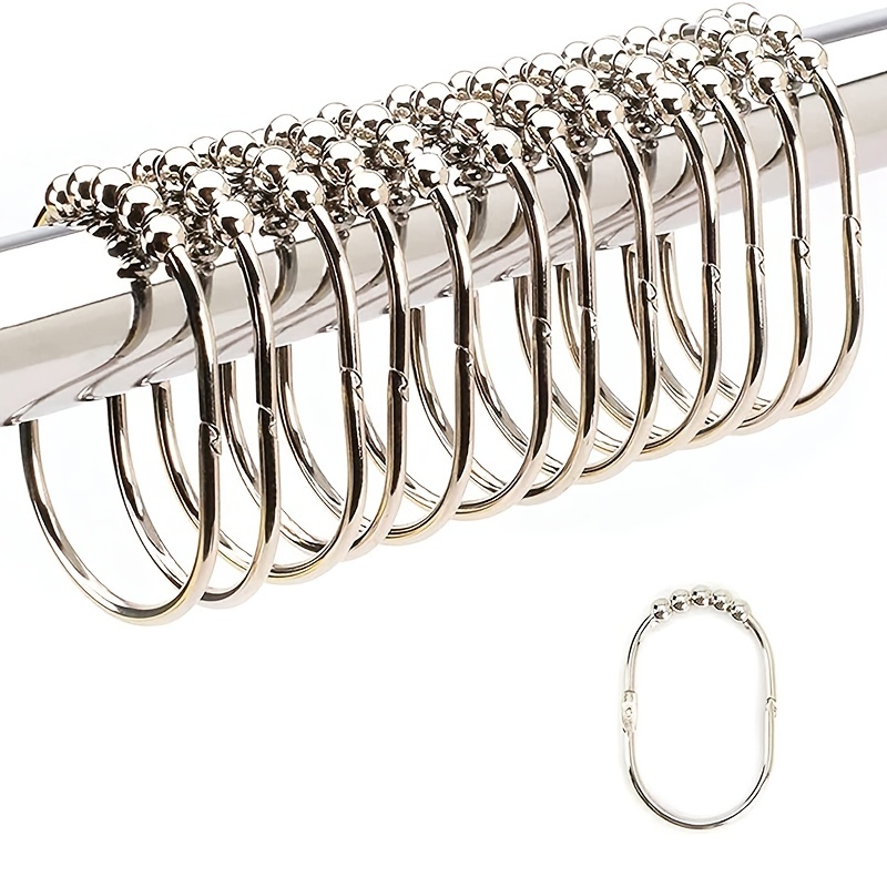 2 lb. Depot Wide Shower Curtain Rings Hooks, Rustproof Stainless Steel, Set of 12 for Shower Rods (Polished Nickel)