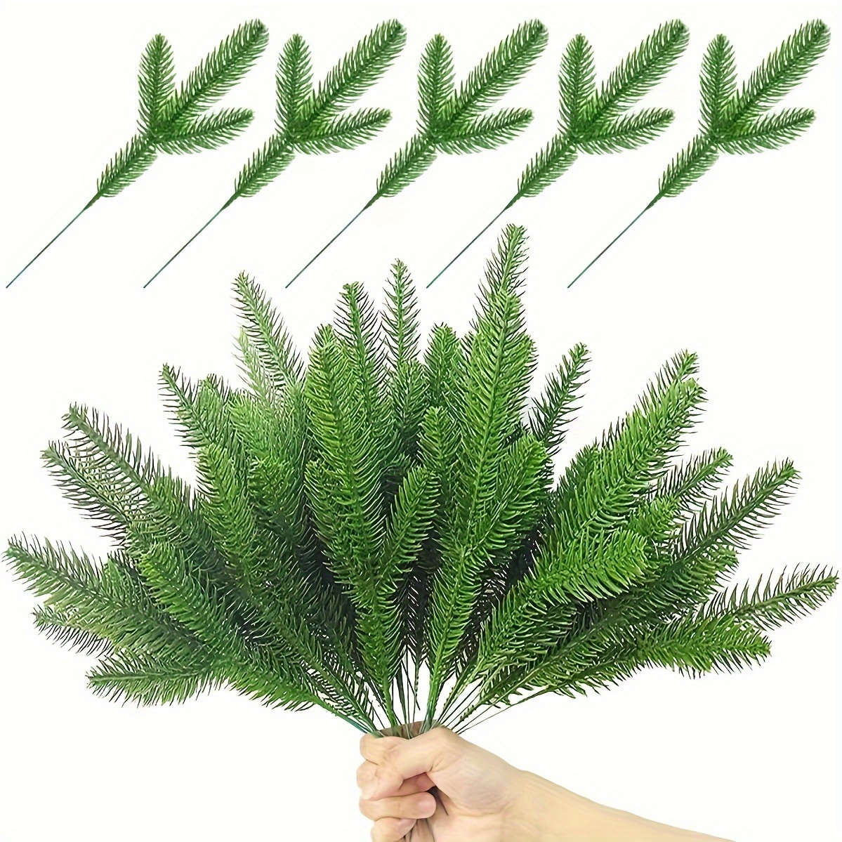 Elyjhyy 30pcs Artificial Pine Branches Green Plants Pine Needles DIY  Accessories for Garland Wreath Christmas and Home Garden Decor