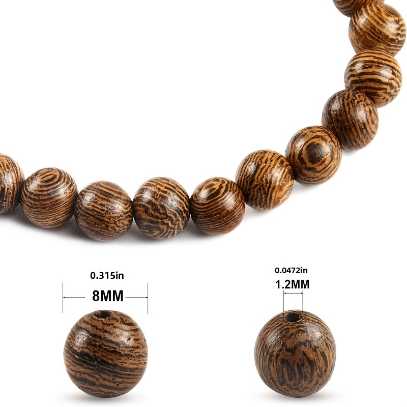 Dark Brown Wooden Beads Undyed Natural Stripe Loose Beads - Temu