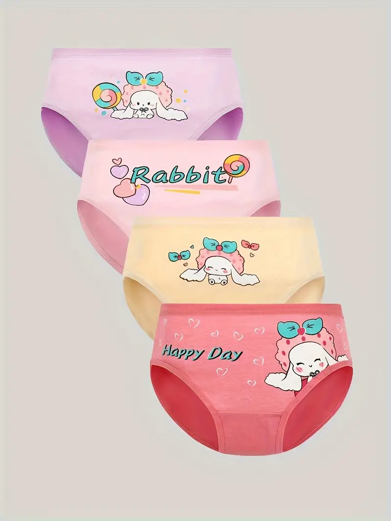 4pcs Toddler Girls Underwear Cotton Cute Random Pattern Breathable Boxers  Soft Comfy Girls Underwear
