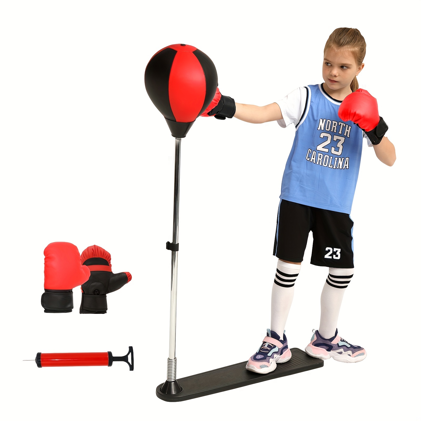 KMUYSL Saco de boxeo para niños, saco de boxeo con guantes, saco de boxeo  ajustable en altura para niños de 5, 6, 7, 8, 9 y 10 años, regalo ideal de