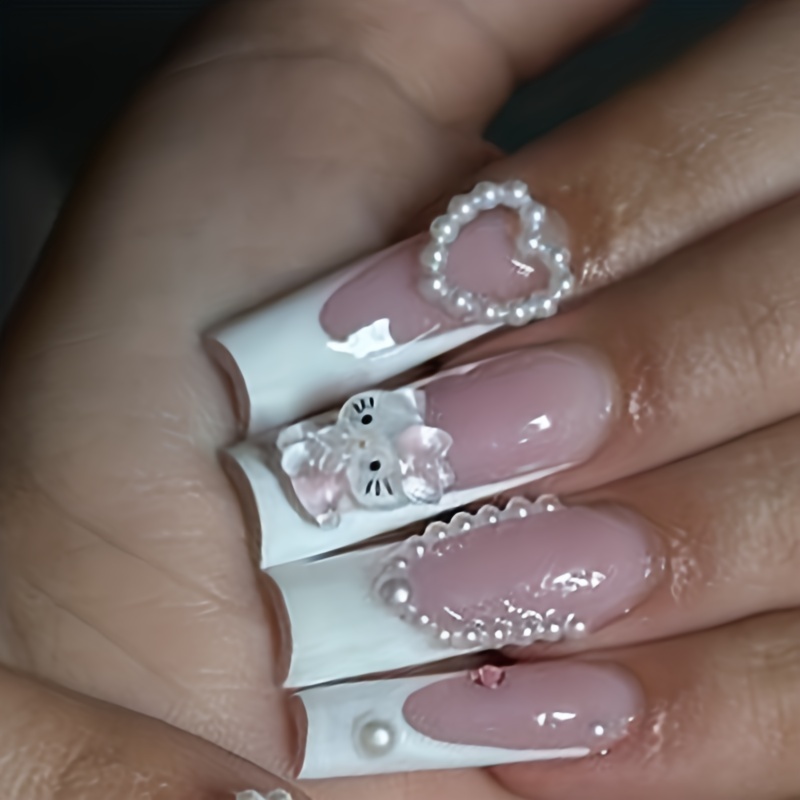 cute hello kitty acrylic nail designs