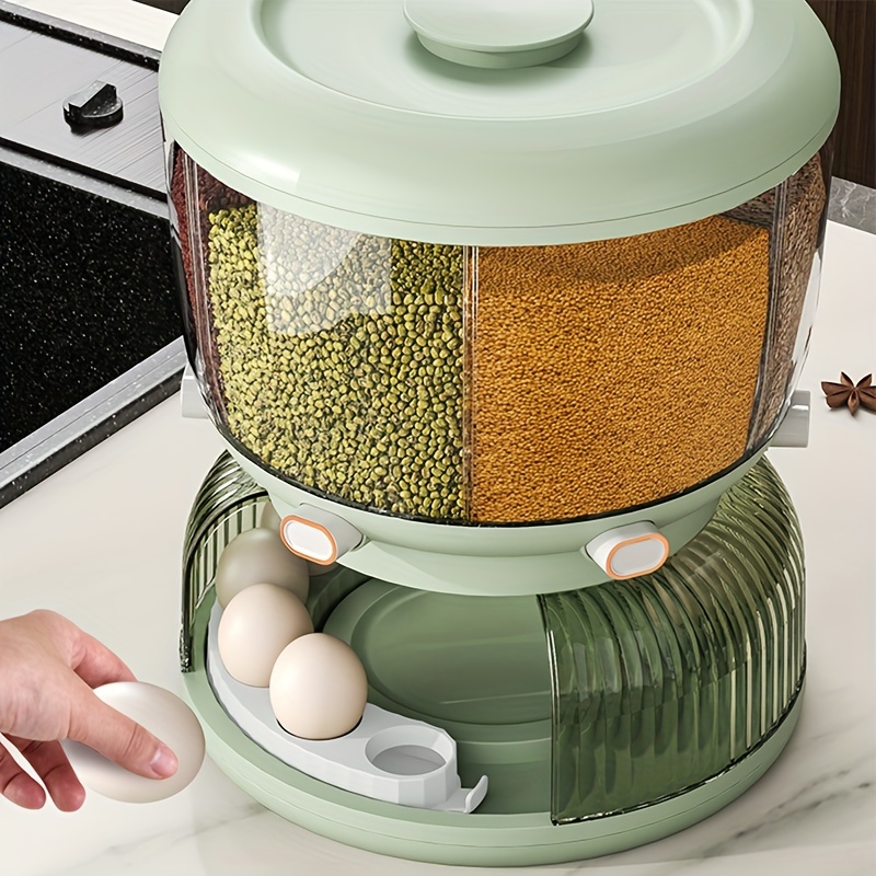 6-Grid Rice Dispenser Rotating Dry Food Cereal Lentils Kitchen Storage  Container