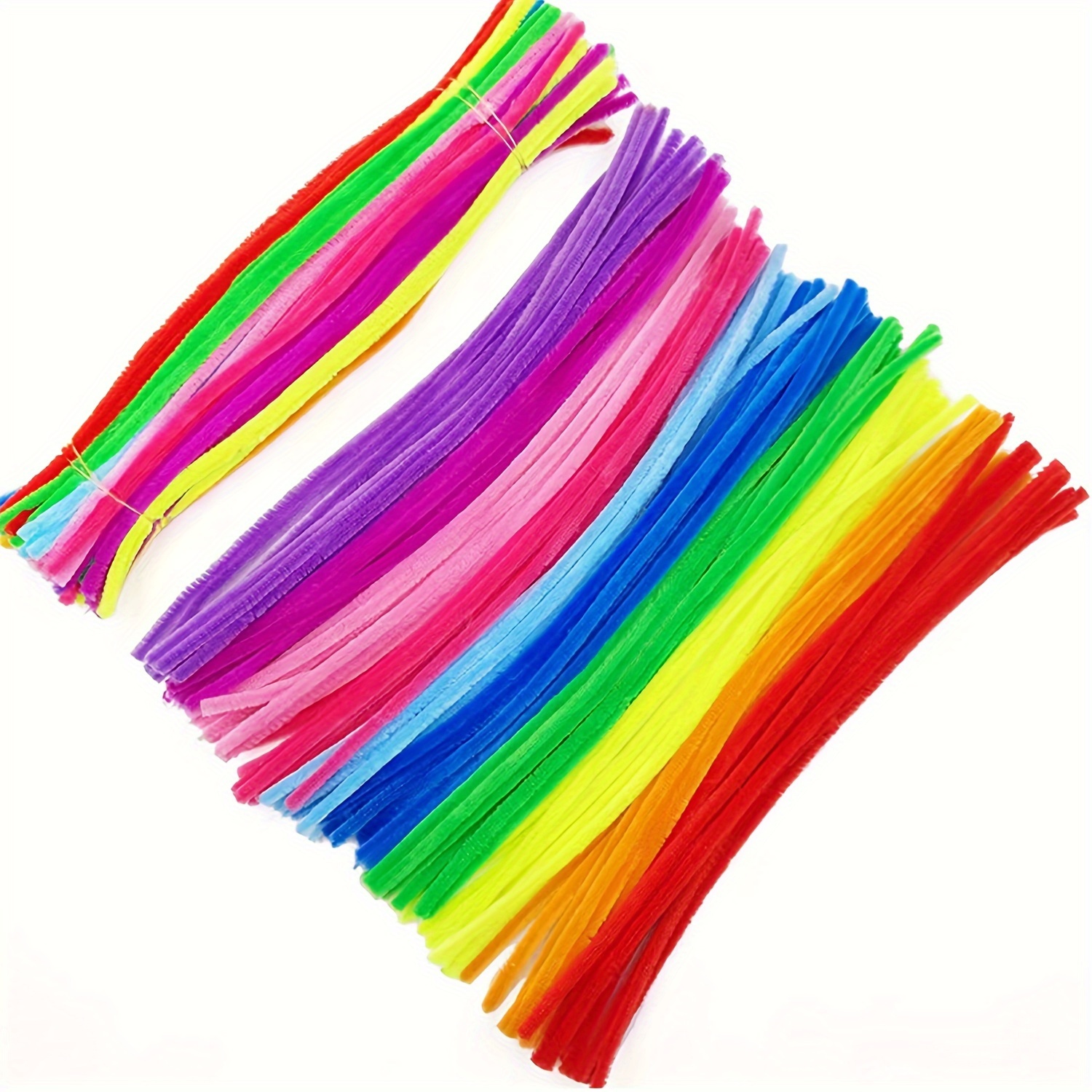 100Pcs Mix Color Plush Pipe Cleaners Craft Kit Flexible Bendable