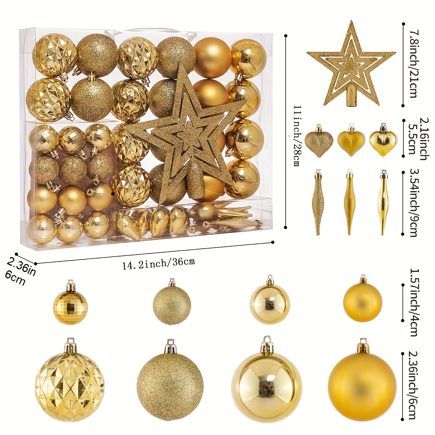  Christmas Ball Ornaments Set Assorted Shatterproof