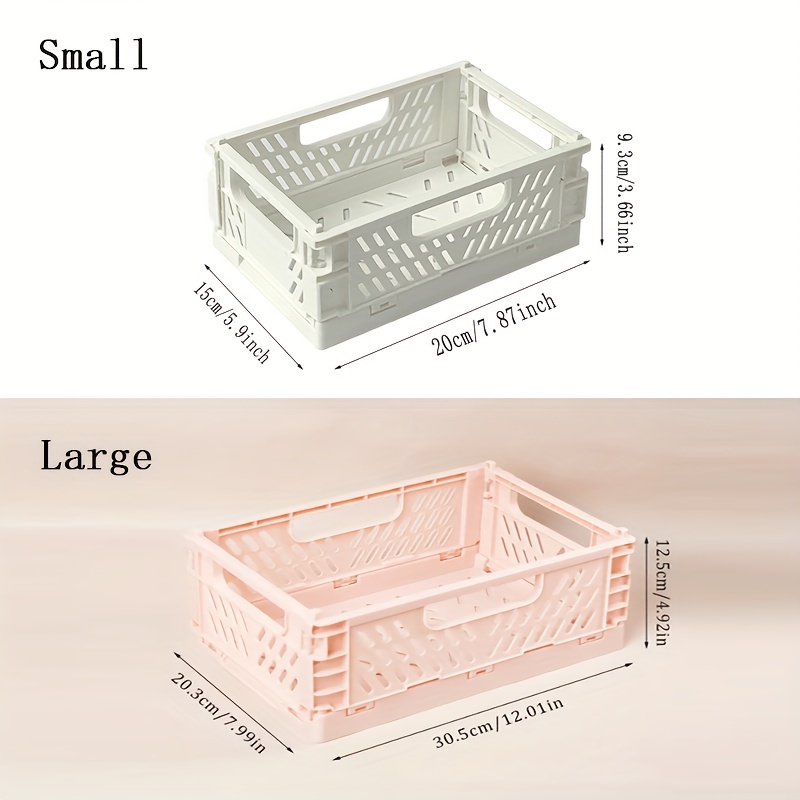 Folding Plastic Storage Basket Tray With Handles Desktop - Temu