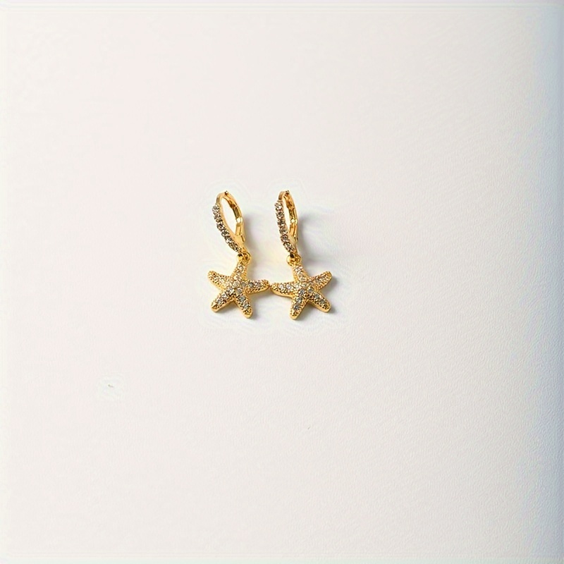 

1pair Fashion Cubic Zirconia Starfish Pendant Earrings For Men