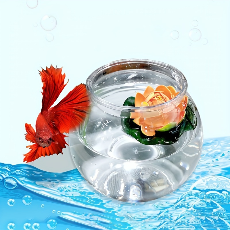 1pc Mini Plastic Fish Tank, Round Golden Fish Bowl, Fish Tank Round Bowl  Aquarium Plastic Fish Bowl
