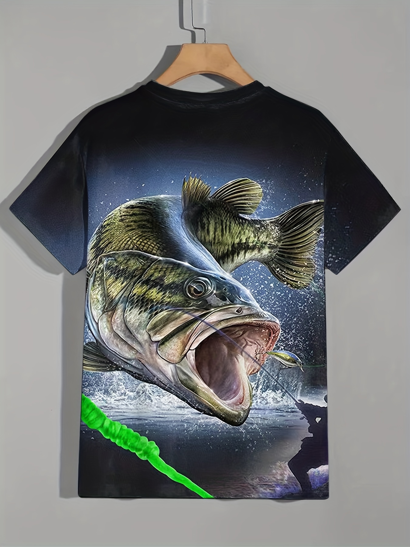 F H Davis Bass Fishing Summer T Shirt Lt Blue Size XL By Duo Tec Short  Sleeve