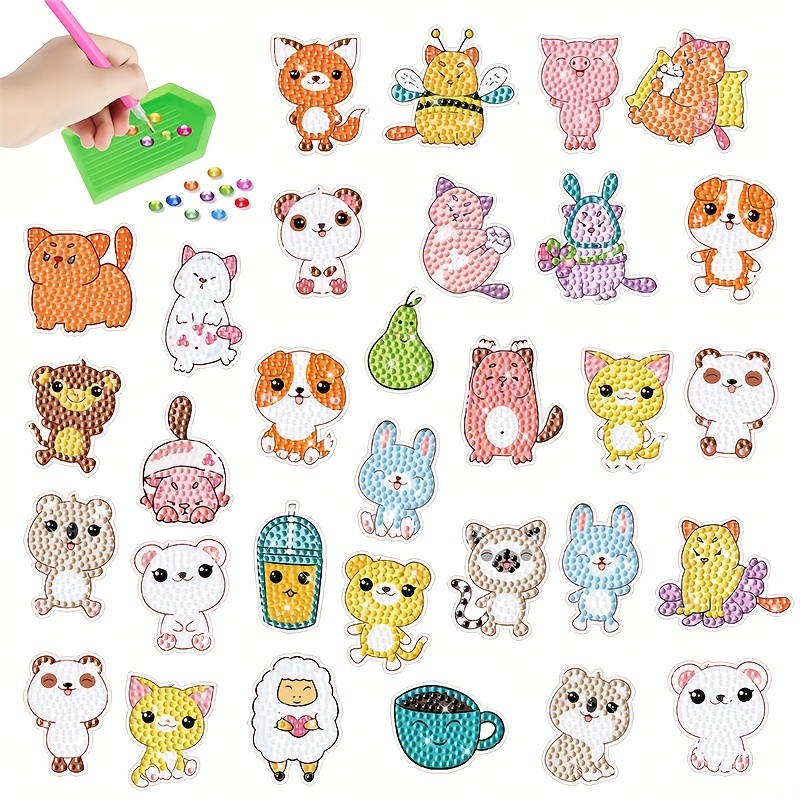 25pcs Diamond Drawing Kit For Kids Diamond Art Sticker Craft With Gem Tools  Arts And Crafts For Kids Ages 4 6 8 12 The Best Mosaic Comic Little Man  Sticker Gift For
