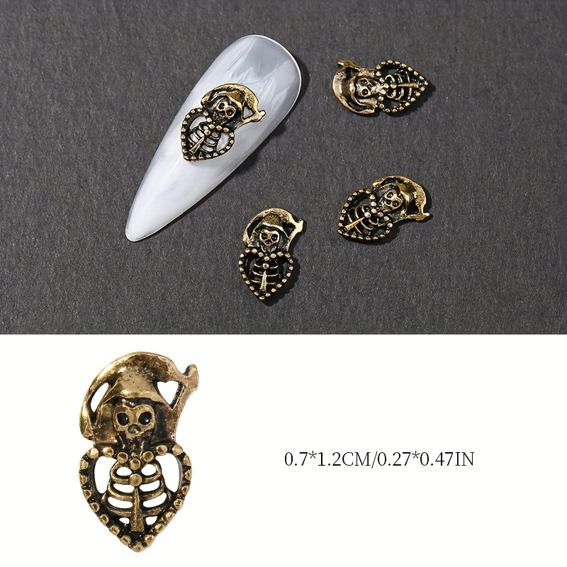 30pcs Halloween Nail Art Charms Retro Skull Accessories