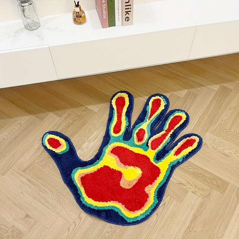 Soft Palm Shape Rug Multicolor Flocking Material Decor