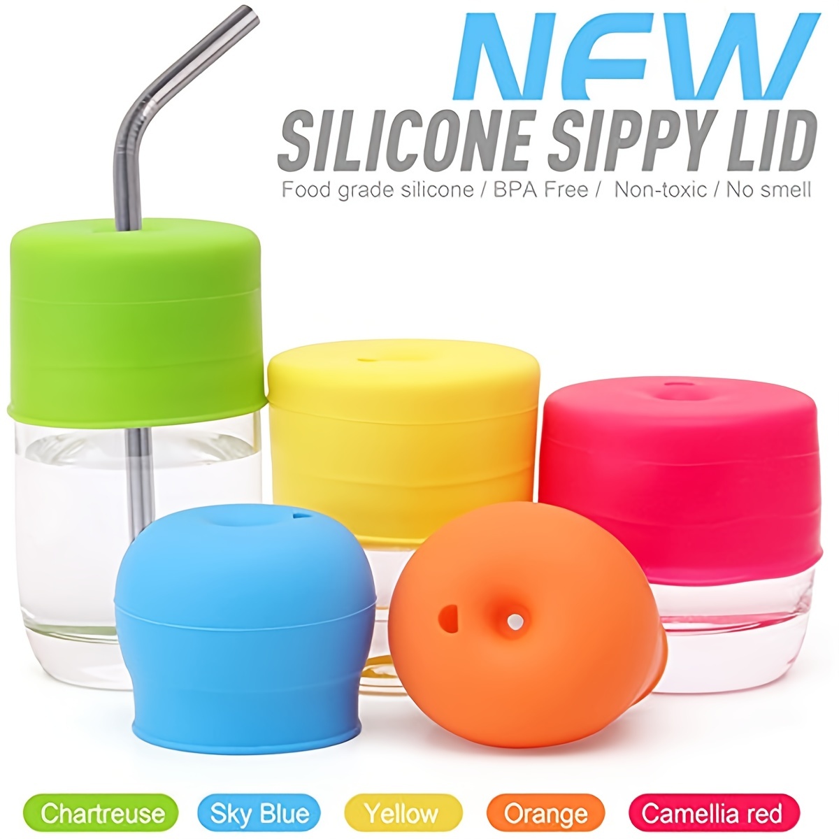 Splash proof Silicone Sippy Lid Straw For Baby And Toddler - Temu