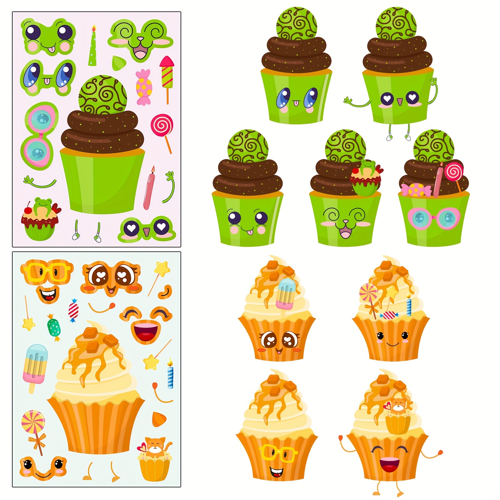 Cake Ice Cream Puzzle Stickers New Dessert Fun Diy Cupcake - Temu