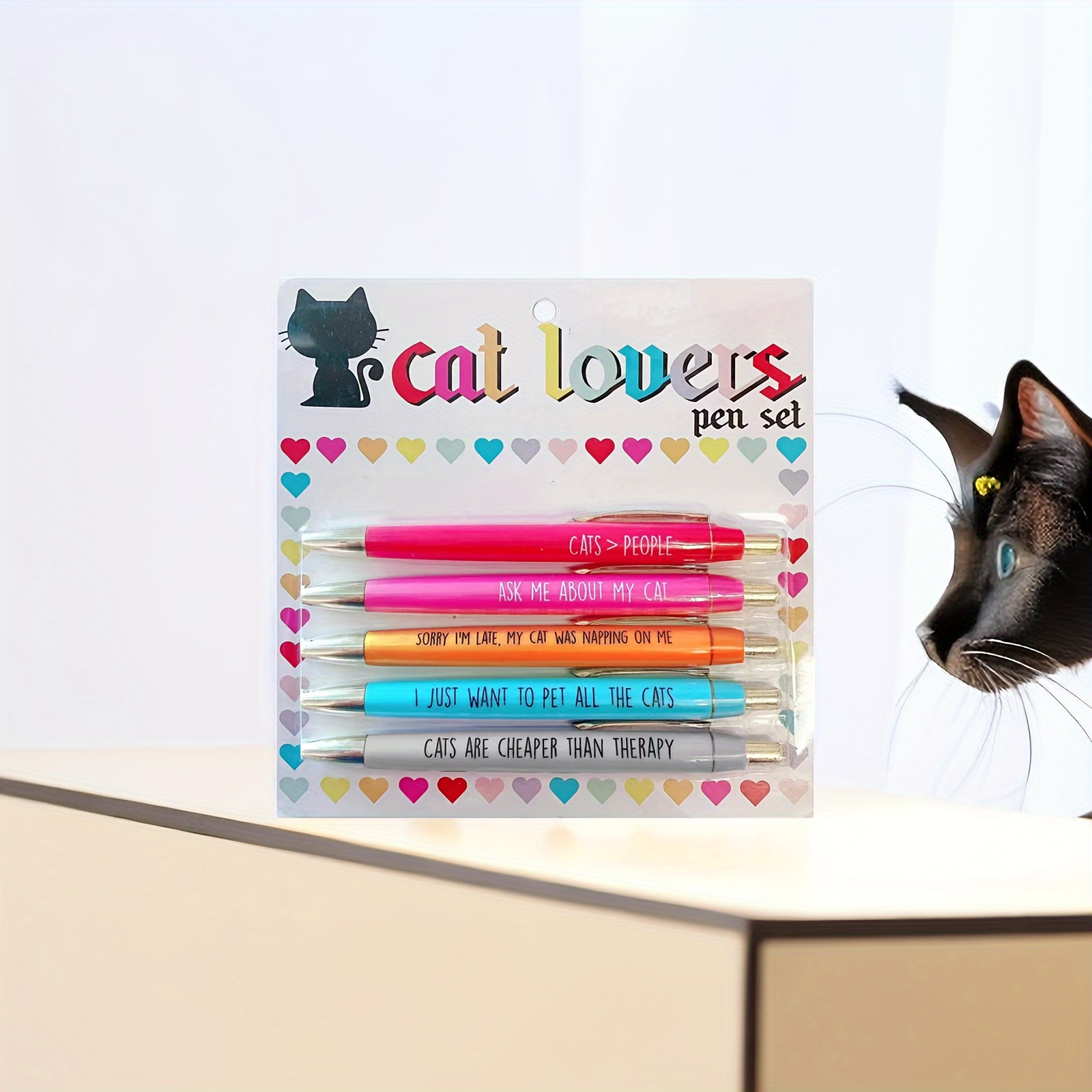 6pcs Cute Cartoon Kawaii Animal Ears Gel Ink Roller Ball Point Pen School  Kids