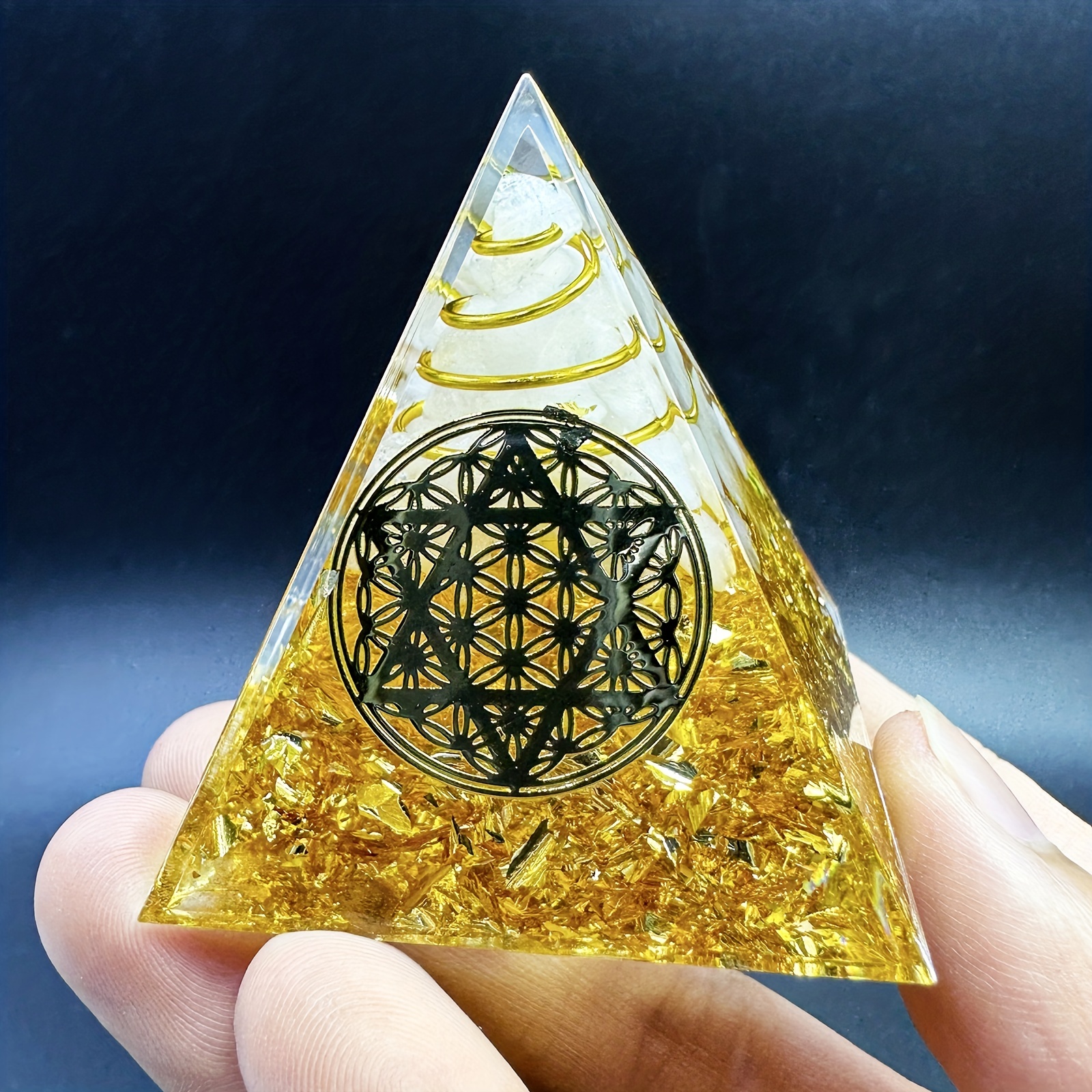 1pc Orgone Piramide Di Chakra Di Cristallo Bianco Naturale - Calma -  Crescita - Forza - Guarigione, Antistress, Decorazione, Meditazione Attira