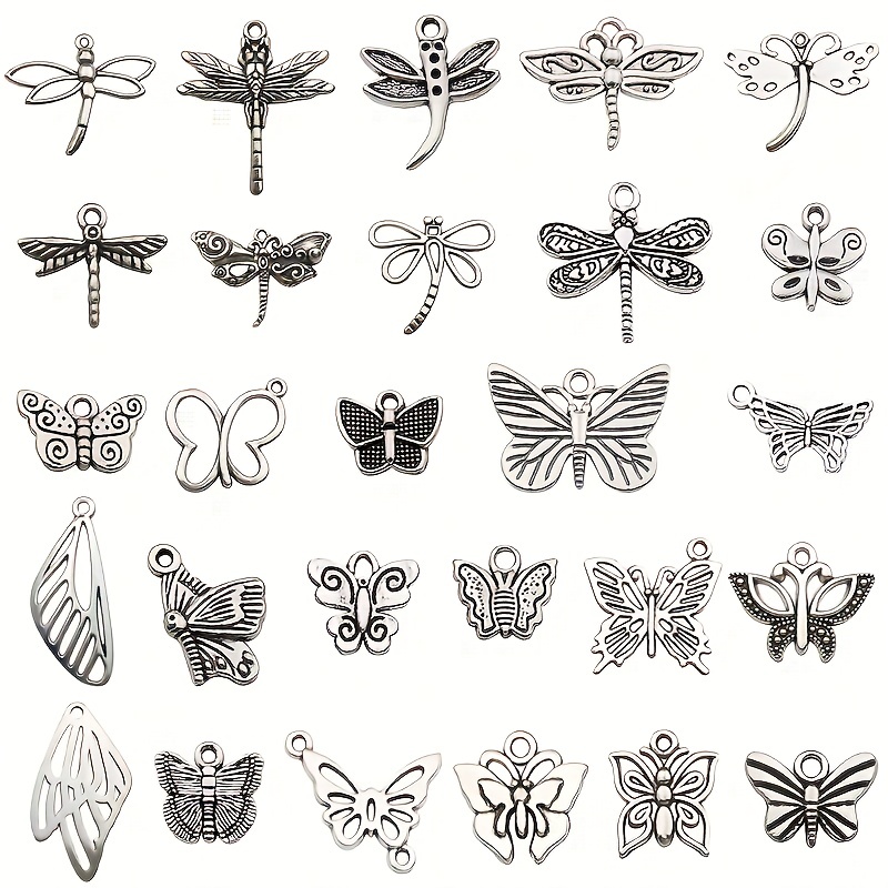 Jewelry Making Silver Charms Mixed Butterfly Dragonfly Metal - Temu