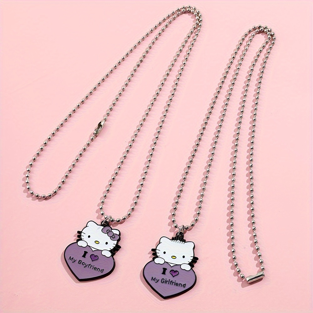 4pcs Christmas Gift Hello Kitty Melody Necklace, Y2K New Cute Cartoon Kuromi Women Adjustable Clavicle Chain, Fashion Couples Versatile Pendant