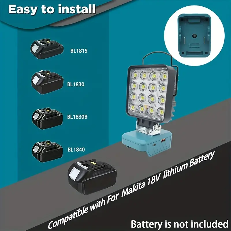 Portable Power Source w/LED Light for Black+Decker 18V Battery