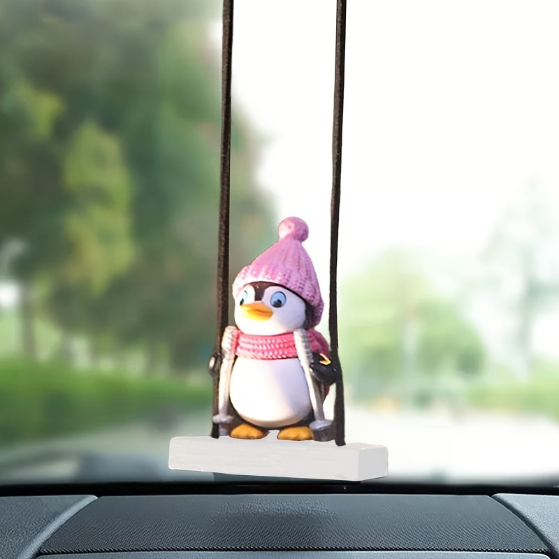 iSpchen Autospiegel Anhänger Niedliche Pinguin schwingende Anhänger  kreative Hänge Anhänger Deko Rückspiegel Anhänger Auto Ornament Dekoration