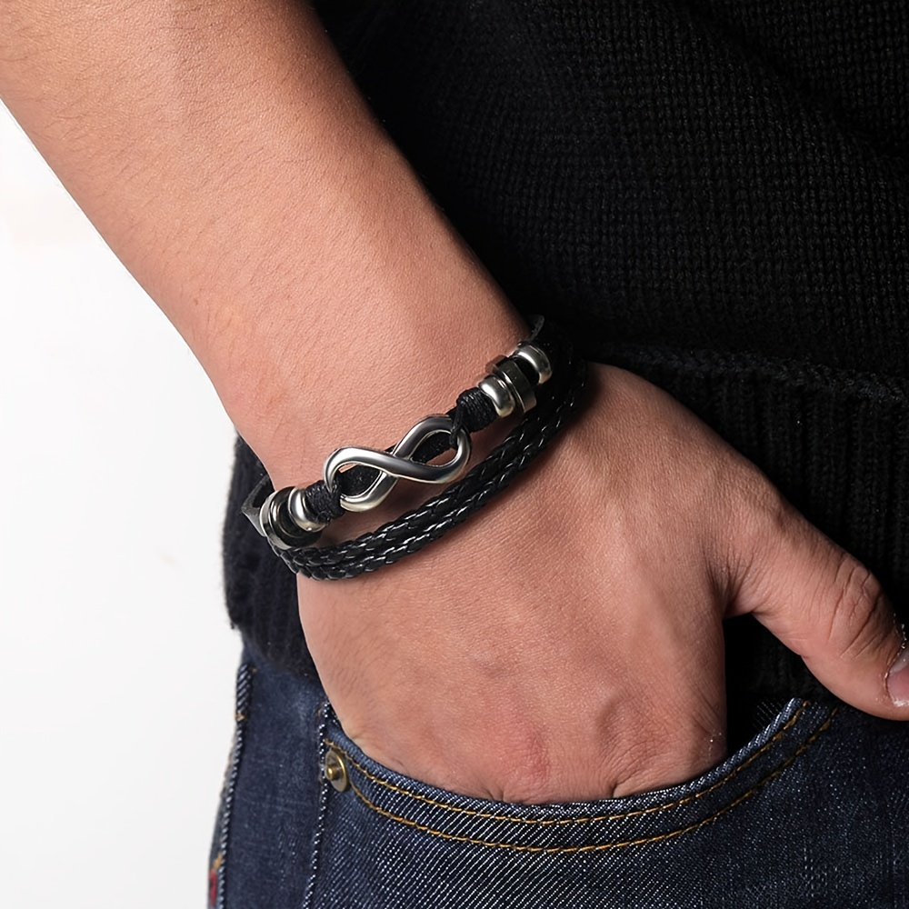 Handmade Men's Leather Bracelet | PlayHardLookDope Silver