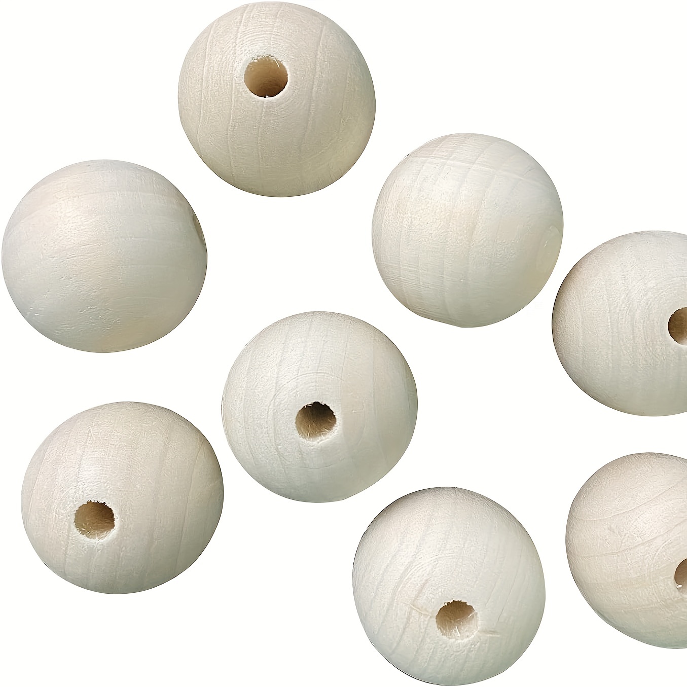 Natural Wooden Beads Round Spacer Wood Balls Diy Beads For - Temu