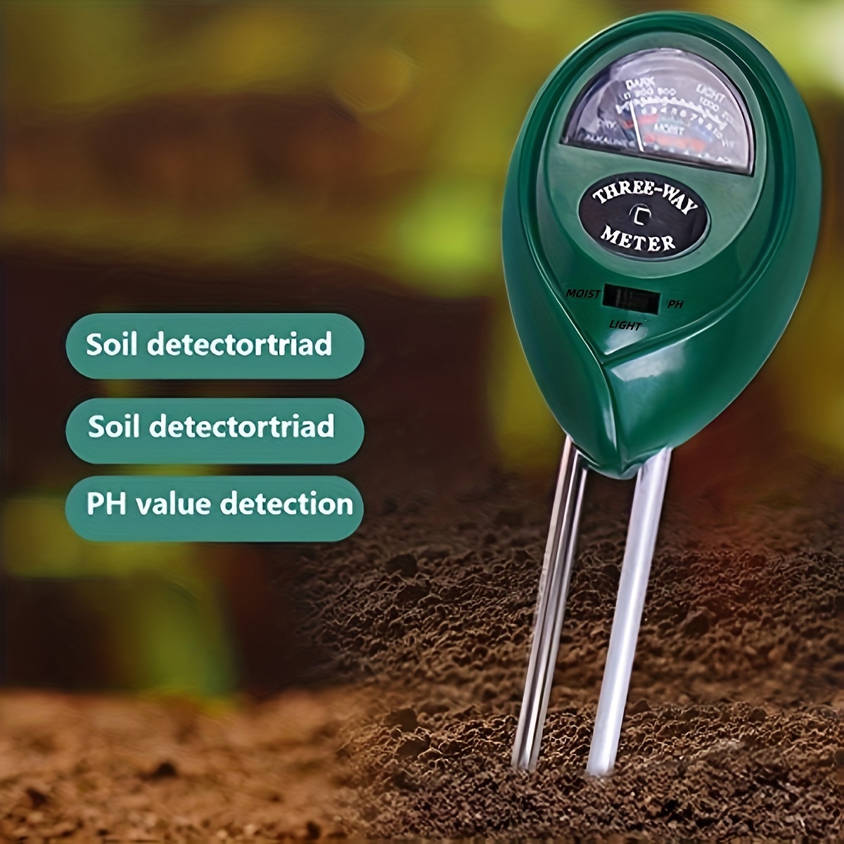 Medidor de pH del suelo,Medidor de humedad del suelo,Probador Kits de  herramientas de jardinería para jardín, granja, césped, interior y exterior