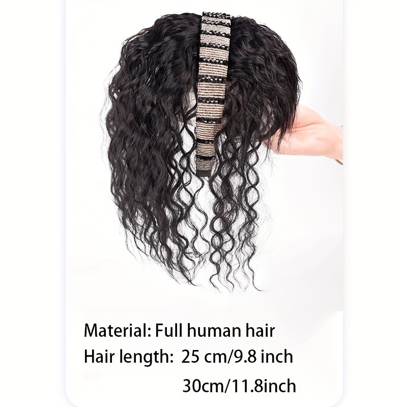 Real Human Hair Topper Bangs Rhinestones Hair Bands Hair Temu