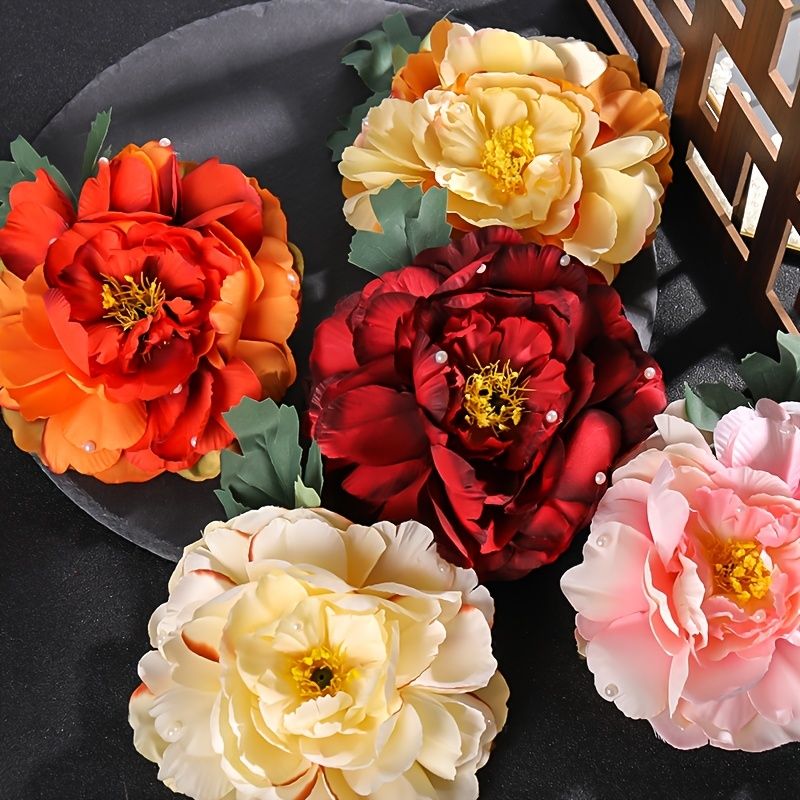 Peony Flower Hair Clips Fabric Artificial Flower Hairpin Assorted Flower  Island Theme Hair Clips For Women Girls | Today's Best Daily Deals | Temu