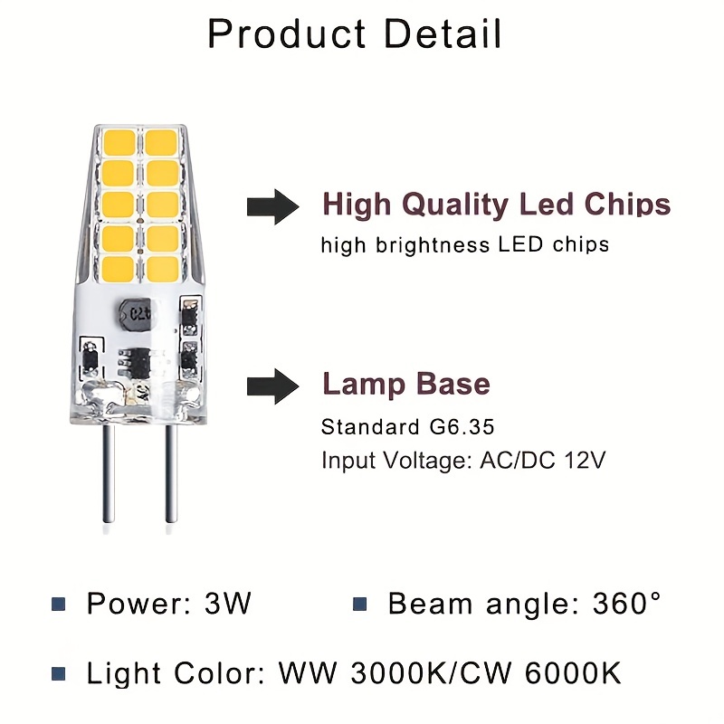 Ampoule LED 3W 12V Couleur de la lumière Blanc Culot G4