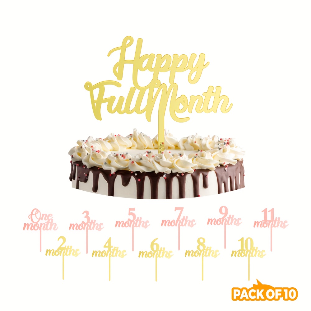 1~12 Months Full Month Acrylic Cake Topper Cake Decoration - Temu