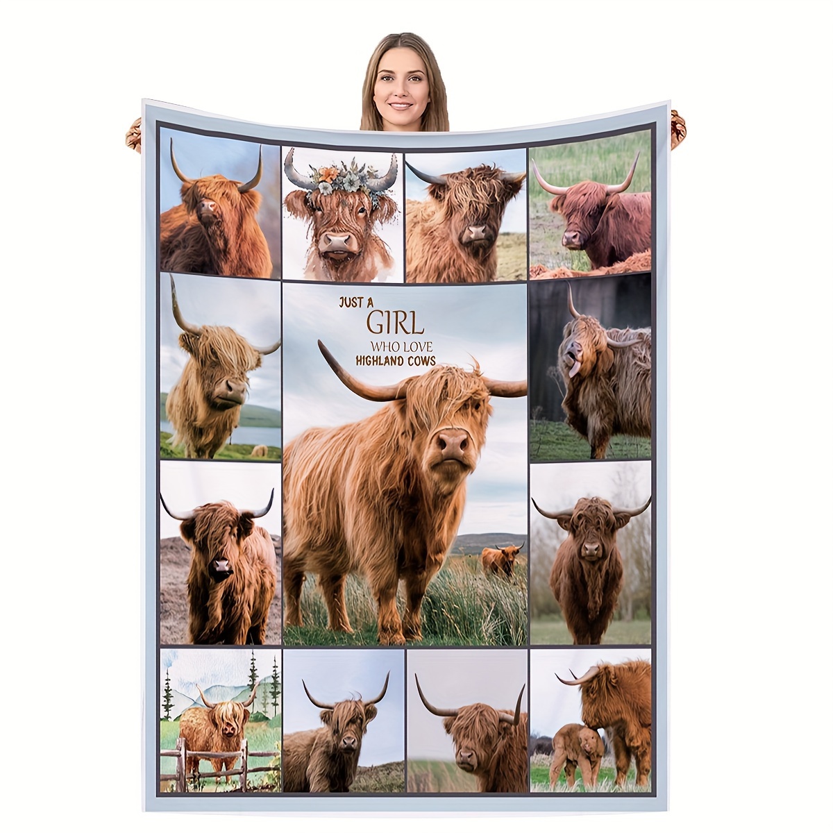 Cow Print Blanket Highland Cow Decorative Gift Cow Gift For - Temu