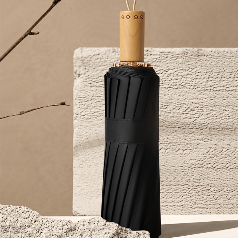 16 Bones Foldable Wood Handle Umbrella