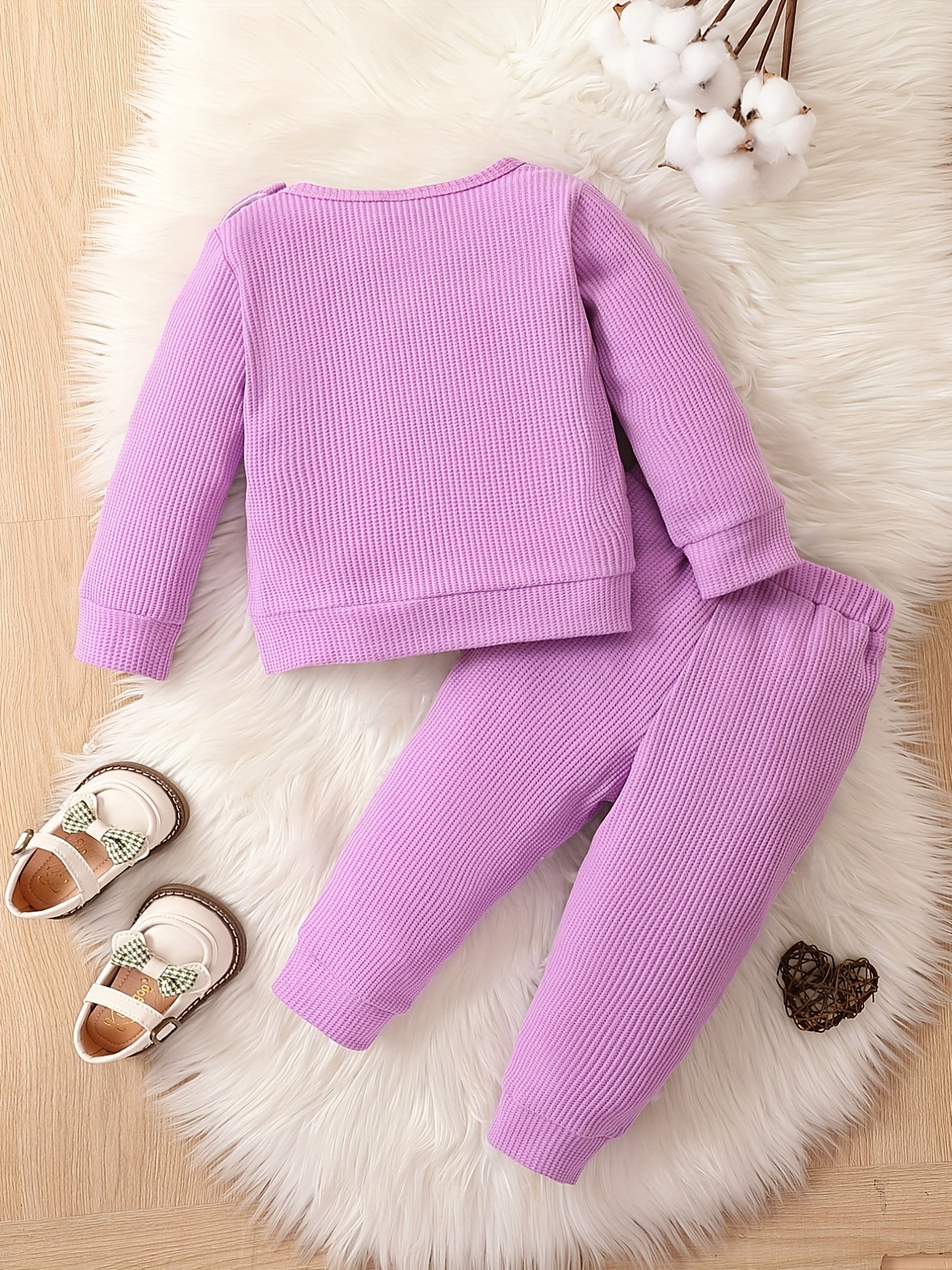 Newborn Infant Baby Girl Waffle Cotton Outfits Fall Winter - Temu