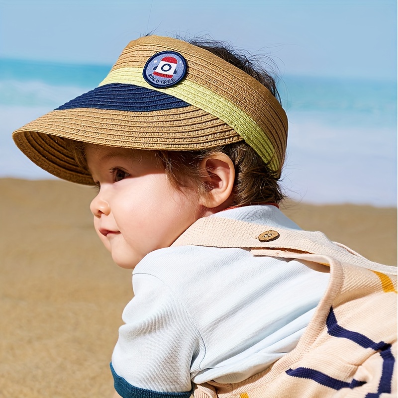 Baby Sun Hat Uv Protection Empty Baby Woven Straw - Temu