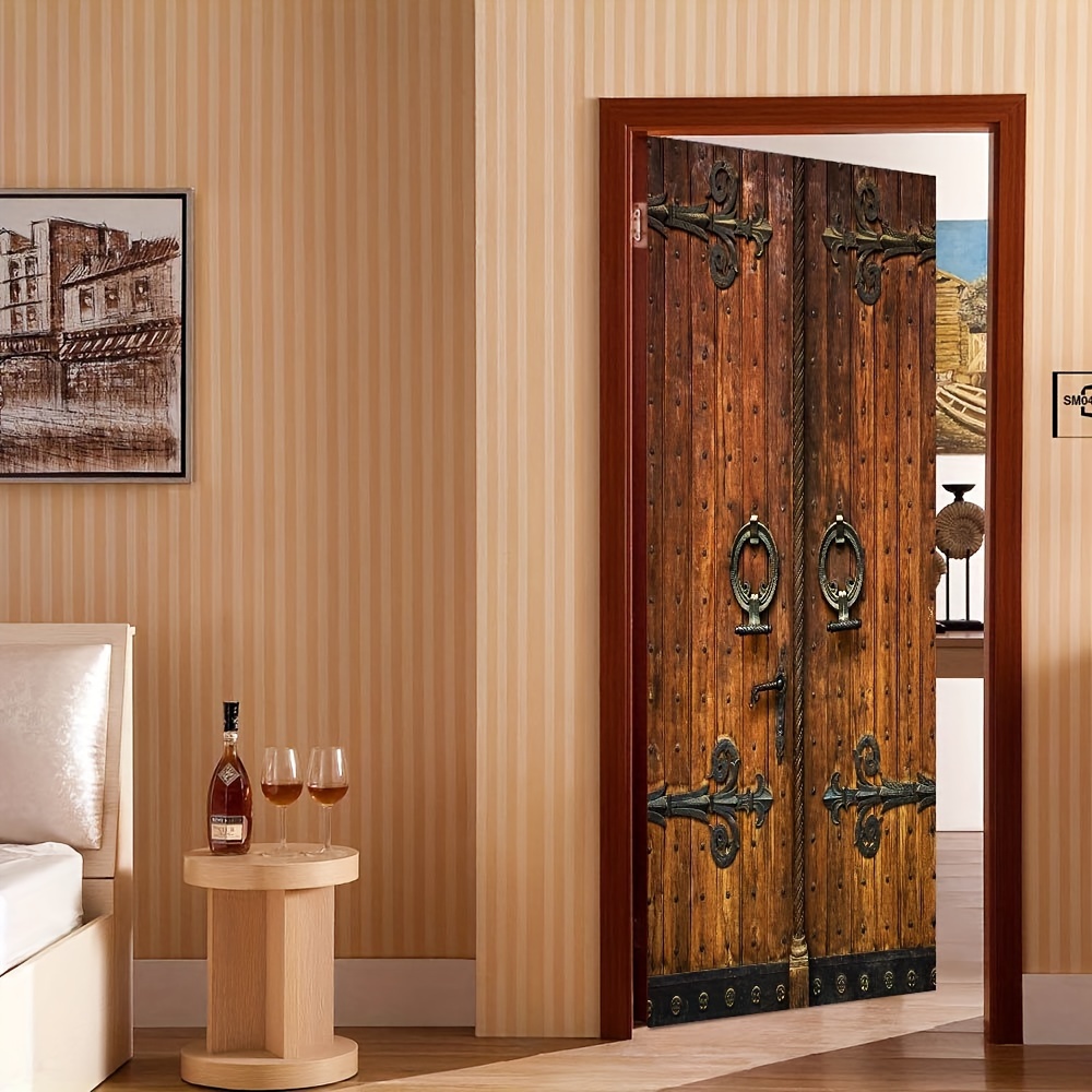  Vinilo adhesivo para puerta 3D de madera, para decoración del  hogar, 30.3 x 78.7 in, PVC autoadhesivo : Herramientas y Mejoras del Hogar