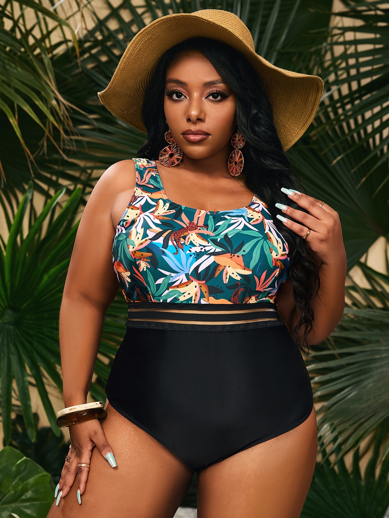 Tropical Print High Stretch Sun Protection Trendy Swimsuits - Temu