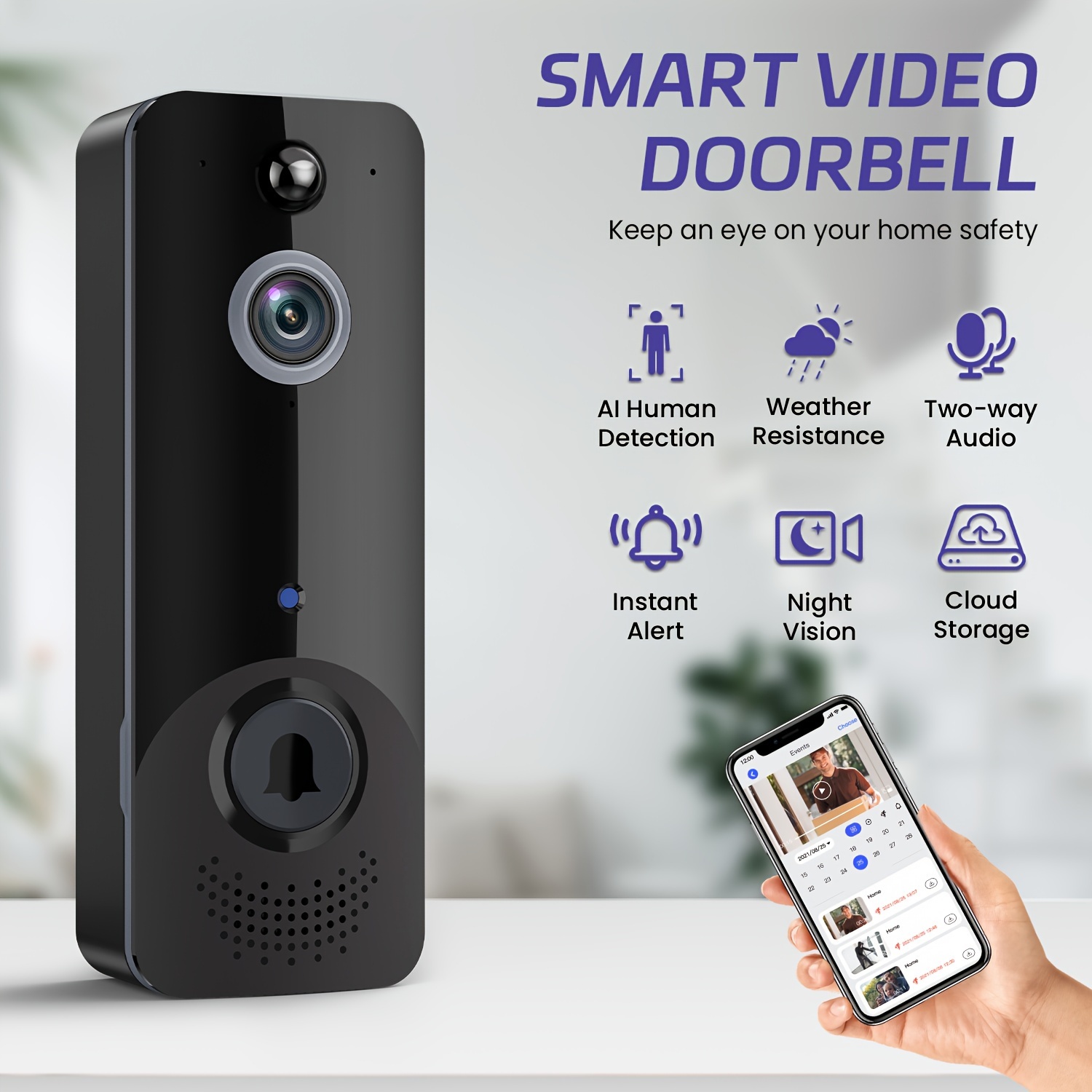 WiFi Wireless Video Doorbell Camera Smart Phone Chime 2 Way Audio Home  Security