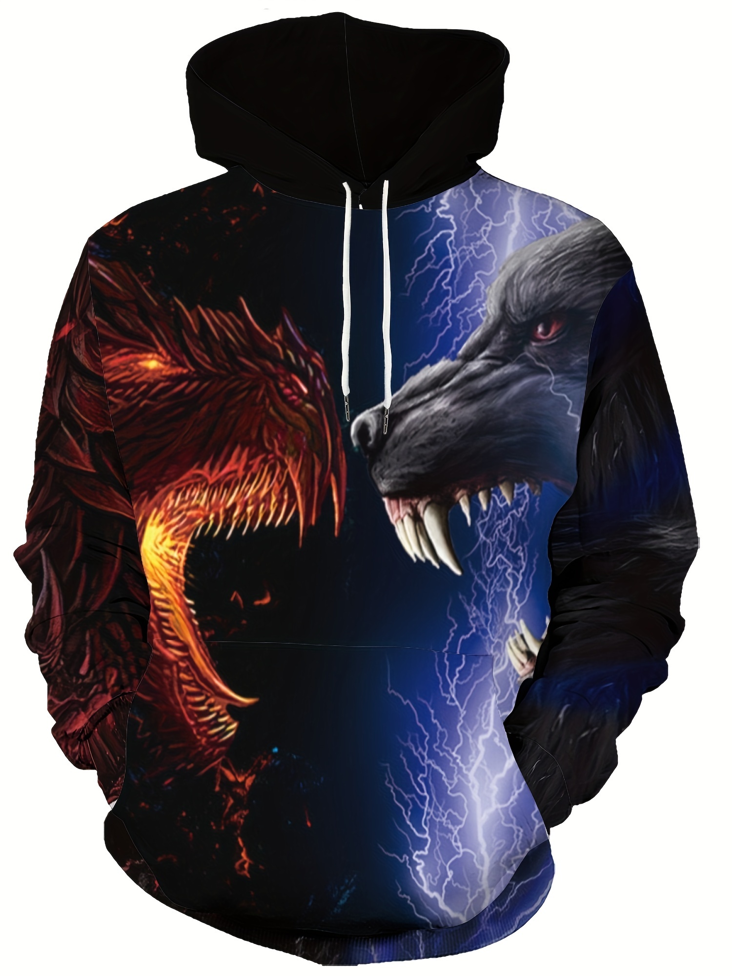 Creative Stripe Animal Print Hoodie Cool Hoodies Men Men's - Temu