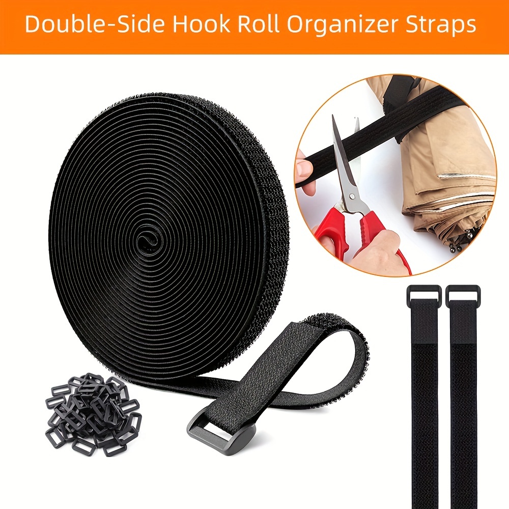 16ft x 1/2 inch Hook and Loop Cable Ties Roll | ENVISIONED Multipurpose  Fastening Reusable Straps | Cut-To-Length Self Gripping Fastener | Cable