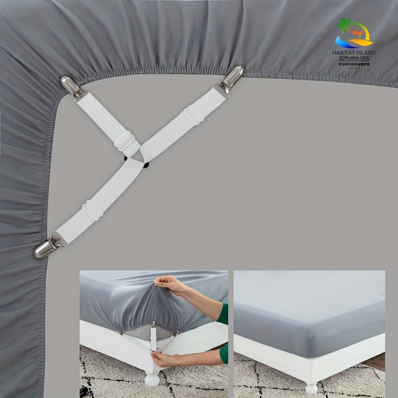 Bed Sheet Fasteners, Easy to Install Bed Sheet Holder Straps, Bed Sheet  Clips Used for Bed Sheets, Mattress Covers, Sofa Cushion, Say Goodbye to  The Crumpled Sheets (White-4 pcs) 