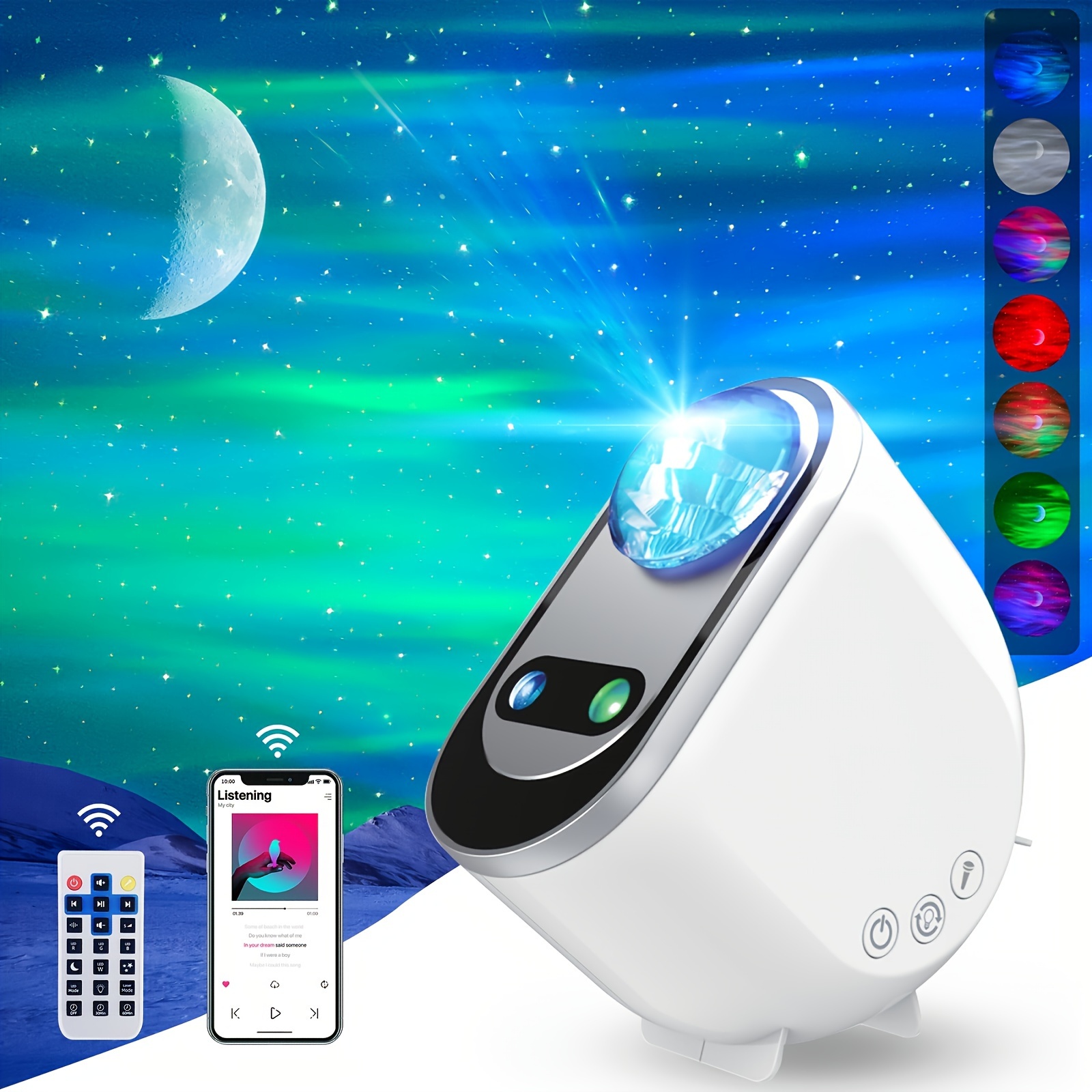 Star Projector Galaxy Light, Skylight Space Light for Bedroom Ceiling,  Ocean Wave Projector for Kids Adults, Northern Lights Aurora Projector with  White Noise and Bluetooth Speaker (White) 