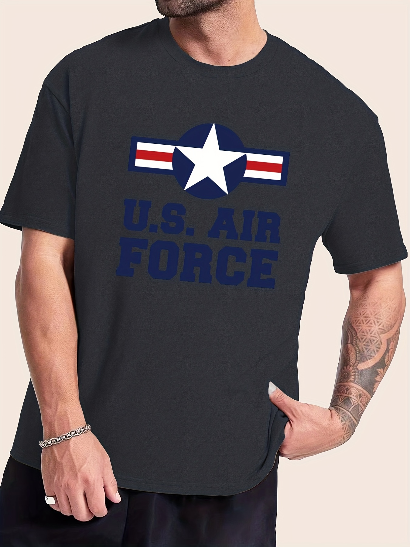 Taglie Forti Uomo Us Air Force Casual Moda Stampa Grafica Temu Italy