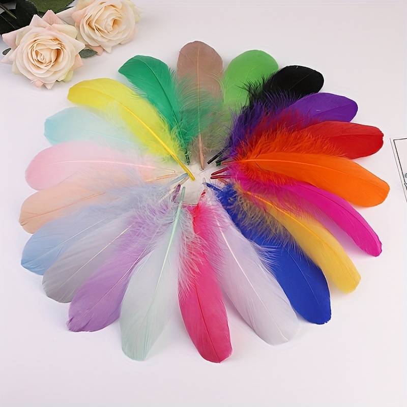 Goose Feathers for Crafts, Costumes, Decorations, 12 Colors (6-8