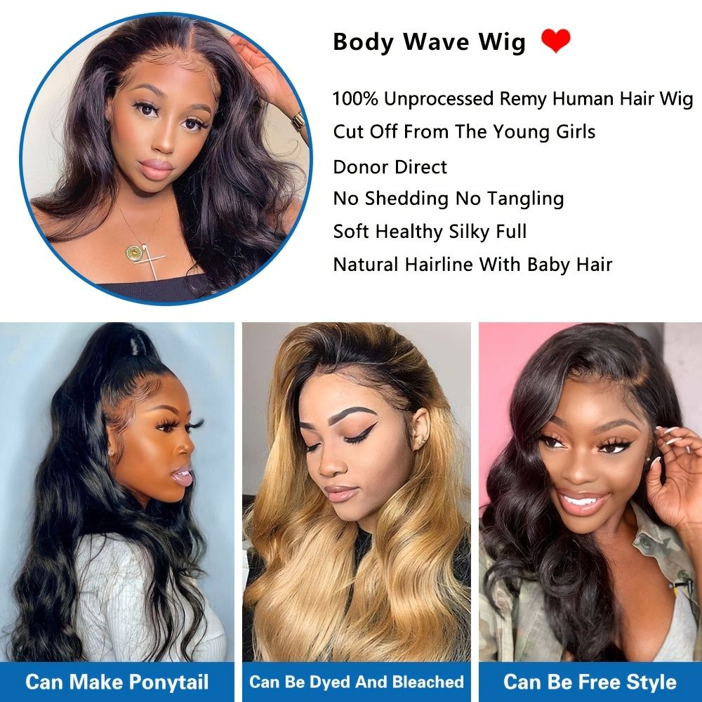 13x4 Lace Front Wigs For Women Natural Looking Body Wave Human Hair Wig  Brazilian Remy Hair Wigs | Shop The Latest Trends | Temu Canada