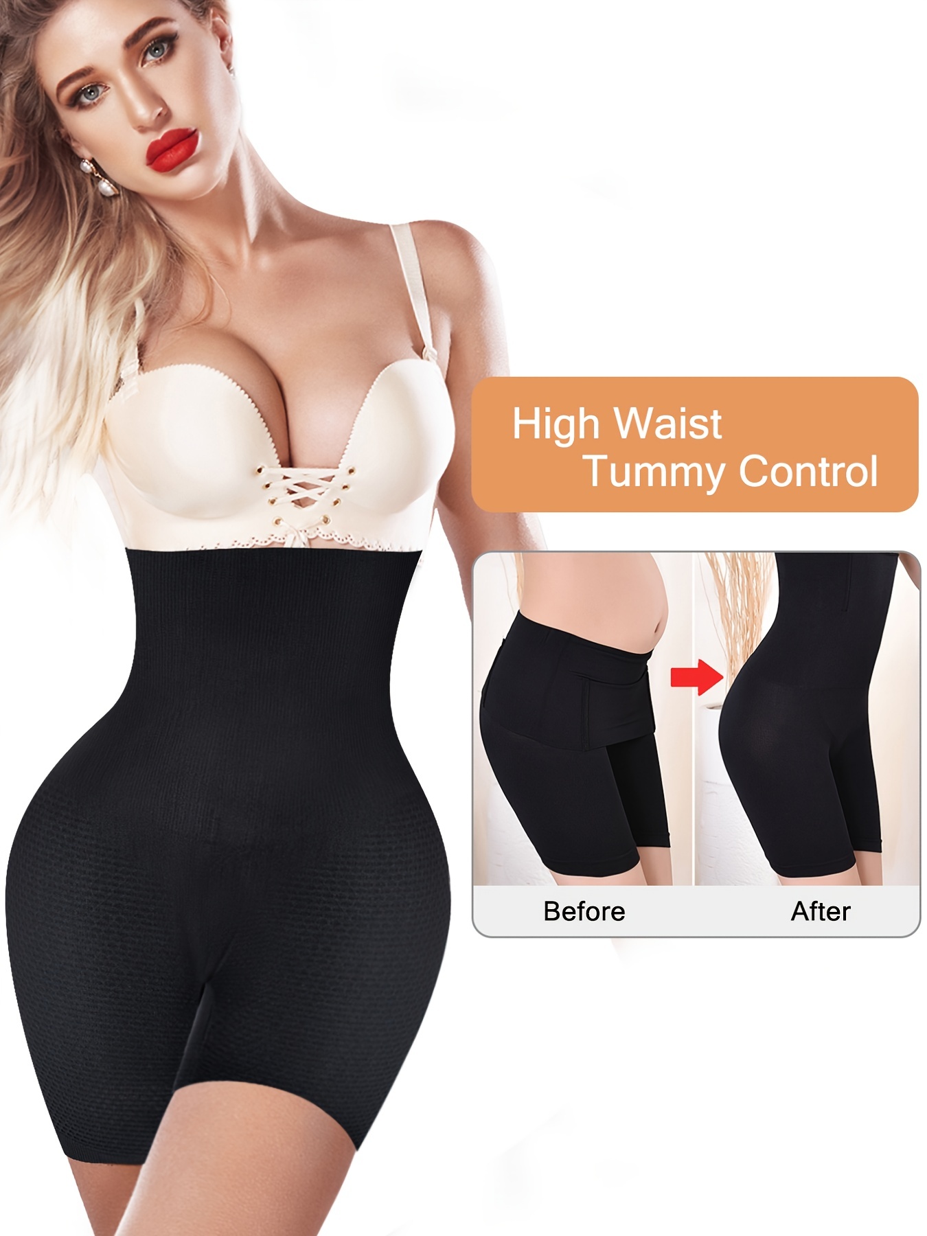 Hollow Shaping Tummy Control Boyshort Panties Solid High - Temu
