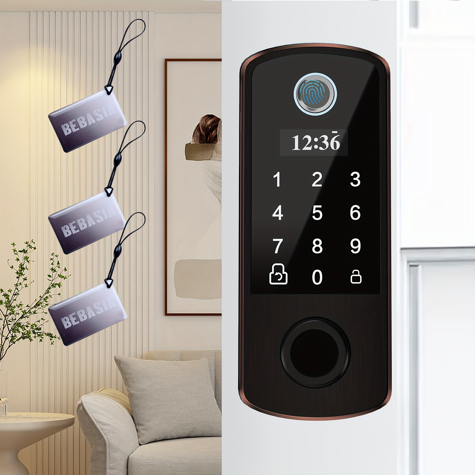Cerradura Invisible for interiores con Bluetooth, aplicación Tuya, sin  perforación for puerta de madera, tarjeta IC