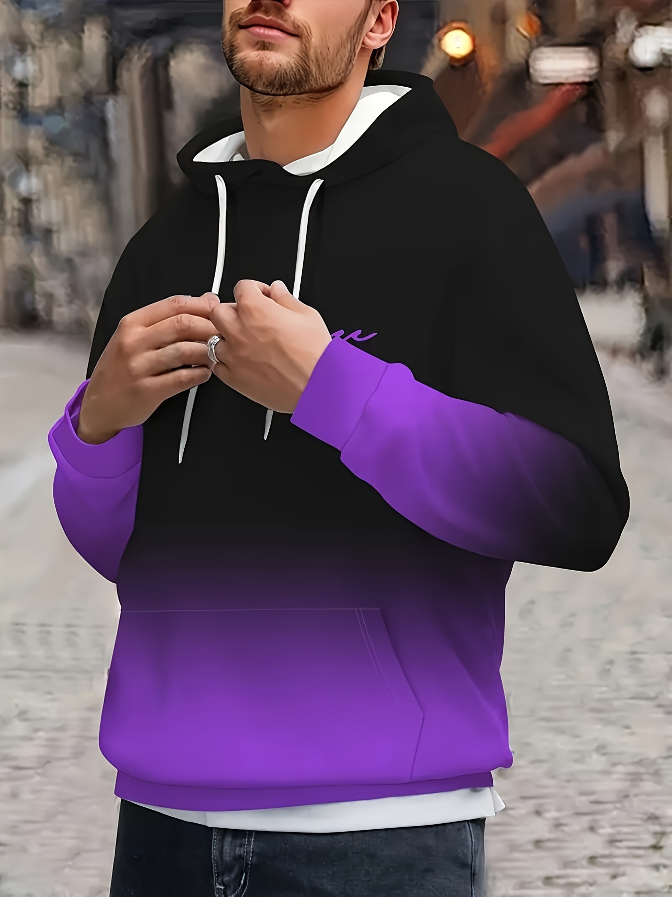 Purple hoodie with discount design