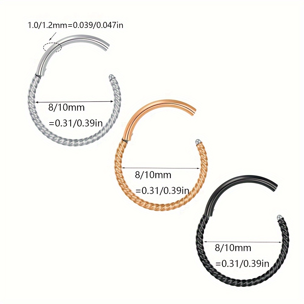 3 Pezzi Anelli Naso Orecchini In Acciaio Inossidabile - Temu Switzerland