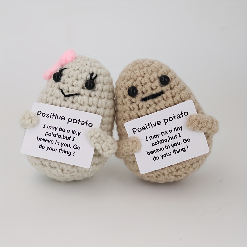 Interesting Knitted Poo Doll Inspired Toy with Positivity Affirmation Card,  Gifts Cute Positive Poo Knitted Doll for Party Christmas Ornament (Brown)